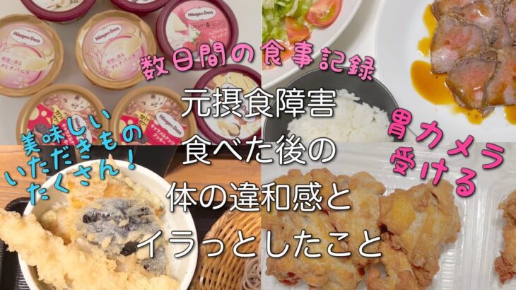 元摂食障害　食べた後の違和感と言われてイラッとしたこと　外食、美味しいいただきものを沢山食べた数日の食事記録　胃カメラ受けた