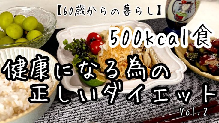 【60歳からの暮らし】60代健康ダイエット／500kcal食／和風ハンバーグ／タコわさび醤油和え／レンコンのオイスターソース炒め