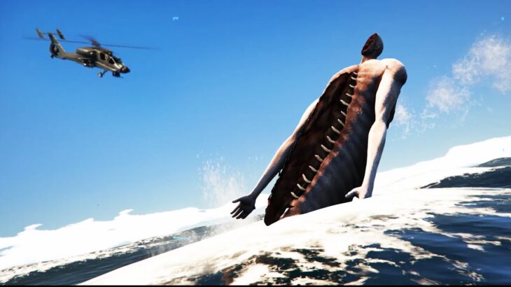 GTA5 SEA MONSTER 遇上可怕大海怪！食人大怪物在洛聖都海洋 （OMG 😱）