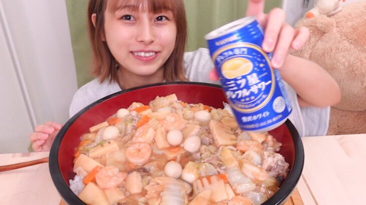 【大食い】具材だくさんの大盛り中華丼！🦐🥚🐷🥕[八宝菜]