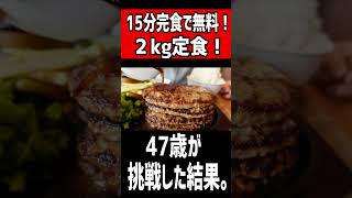 15分完食で無料の2kg定食に47歳が挑戦した結果。