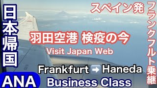 🇪🇸スペインから日本帰国③🇯🇵ANA「ビジネスクラス」フランクフルト空港→羽田空港/検疫の今「Visit Japan Web」Business Class/B787/Frankfurt→Haneda