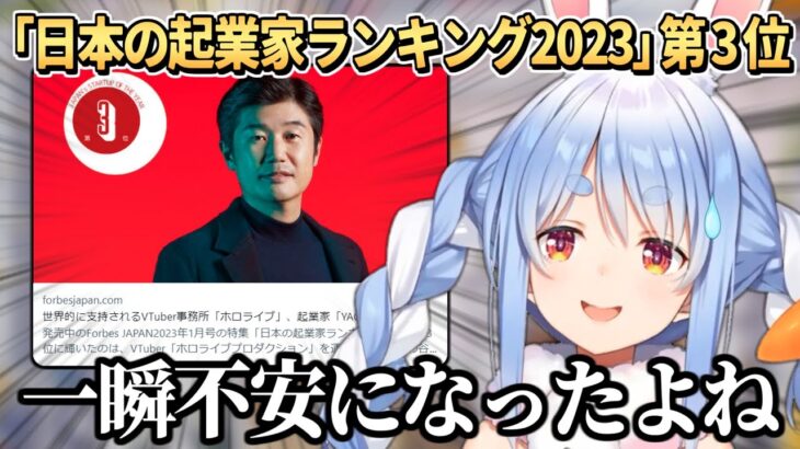 YAGOOが ｢日本の起業家ランキング2023｣3位になったことを知り､とある心配をする兎田ぺこら