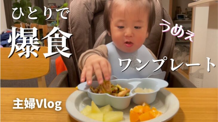 【手づかみ食べ】一人で爆食して全部完食する赤ちゃん【初めてのワンプレート】