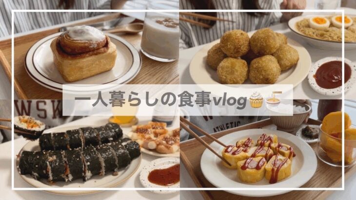 一人暮らしの自炊vlog🧁🍜/冷蔵庫が故障した/韓国料理を作ってシナモンロールを食べる/さつまいもボール、ソトックソトック、大葉味噌、キンパ 、キウイジュース