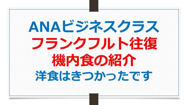 ANAビジネスクラス搭乗記、フランクフルト往復、機内食の紹介【ANAお得なマイル術、有村歩侑（ポウ）】