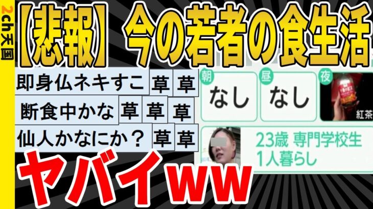 【2ch面白いスレ】【悲報】今の若者の食生活、ヤバイｗｗｗｗｗｗｗｗ　聞き流し/2ch天国