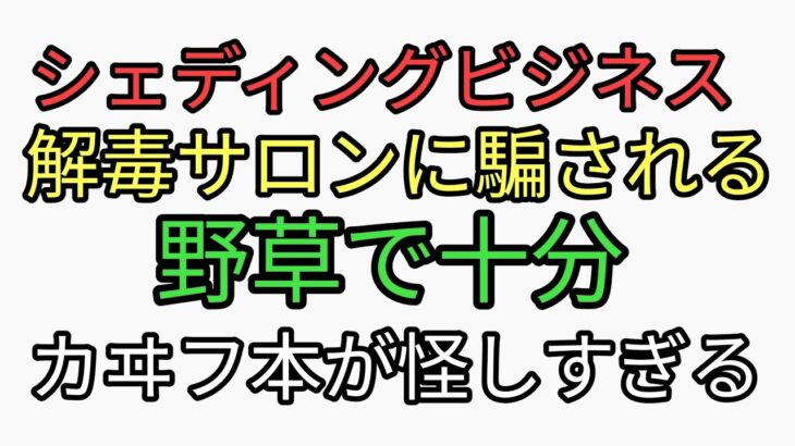 シェディングビジネスに気をつけよう。高額解毒サロンに詐欺られる。無料の野草スギナ、ヨモギで十分です。カヰフKindle本が怪しすぎてすすめても読んでもらえない🥶