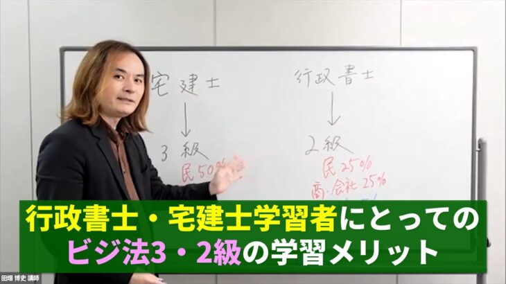 【ビジネス実務法務検定試験®】行政書士・宅建士学習者にとっての ビジ法3・2級の学習メリット【田畑博史講師】