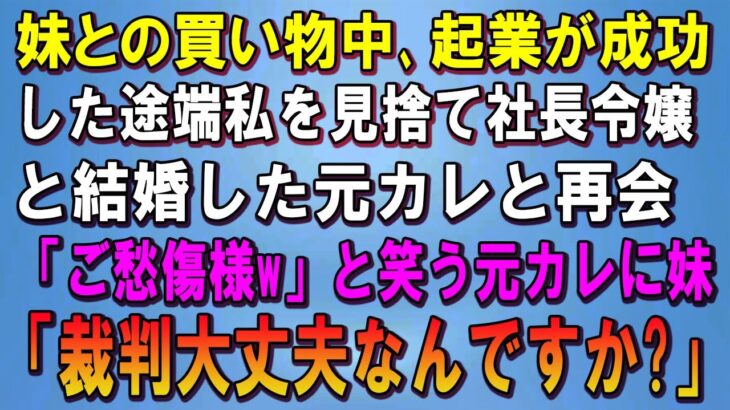 【スカッとする話】妹との買い物中、起業が成功した途端私を見捨てて社長令嬢と結婚した元カレと再会。「行き遅れBBAご愁傷様ｗ」と笑う元カレに妹「裁判大丈夫なんですか？」【修羅場】