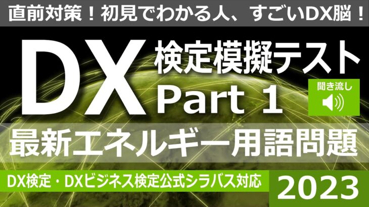 DX検定 DXビジネス検定 IT IT用語 DX DX用語 DX事例 ～ DX検定模擬テスト Part 1 「最新エネルギー用語問題 」