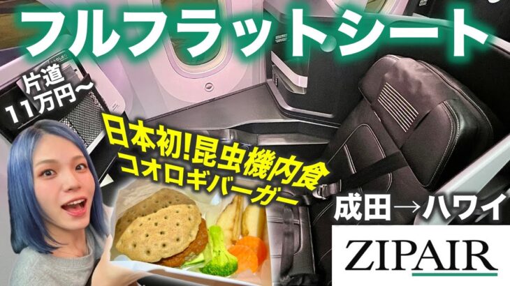 【ZIPAIR】日本初の昆虫機内食に挑戦❗️片道11万円〜フルフラットシートで日本→ハワイへレッツゴー！！✈️