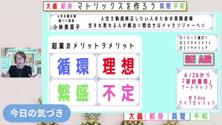 『おはよう！エンタの窓』月曜日は仕事 タイトル：起業のメリットデメリット