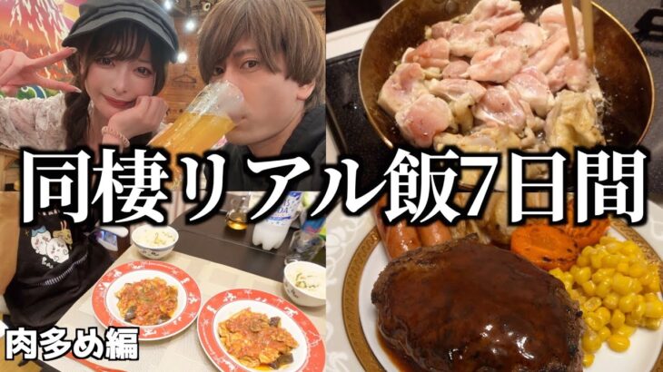 大食い彼女とのリアルな一週間食生活！肉多め編（ステーキ/ハンバーグ/鶏肉のトマト煮込み/鶏皮炒飯）