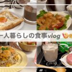 一人暮らしの食事vlog🍤/海老マヨと海老チャーハンを作って食べる/スタバのメロンフラペチーノ、手作りガレット、厚揚げとさつまいものそぼろ煮