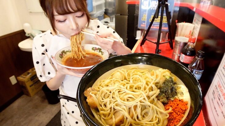 【大食い】二郎系のお店でブタ盛りヤサイアブラ全マシ！怒涛の二郎系つけ麺3kg食べる