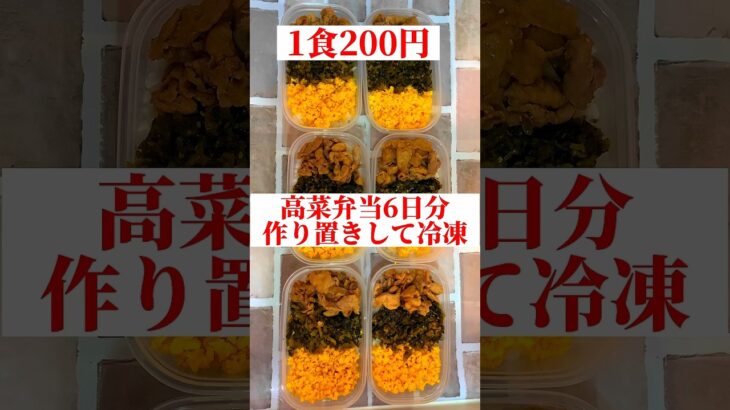 【1食200円】【高菜弁当】6日分作り置きして冷凍　#shorts #簡単弁当#簡単レシピ#節約#作り置き