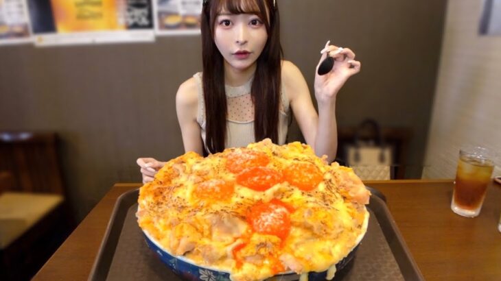 【大食い】デカ盛りも話題の個人店でチーズマシマシふわとろ親子丼3キロ、何分で食べられるか挑戦してきた