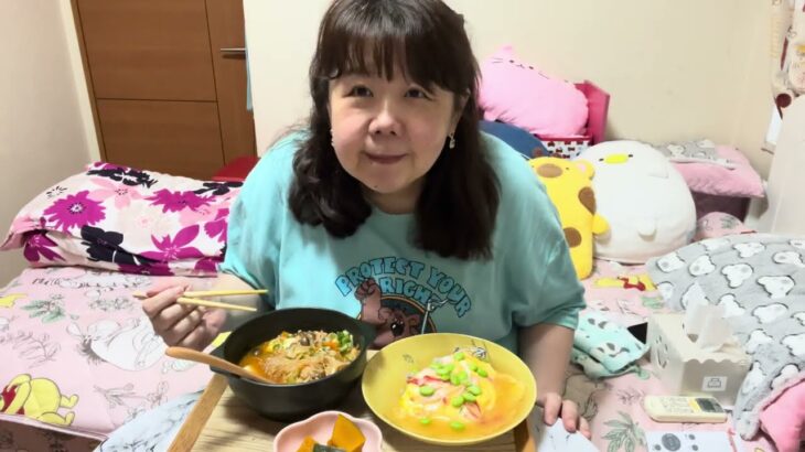 【夕ごはん実食】カニカマの天津飯定食😋