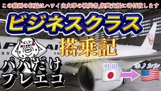 2023年8月最新【JALビジネスクラス搭乗記】ママと子供はビジネス、パパだけプレエコ(羽田⇒ホノルル)／サクララウンジで全メニュー食す|ハワイ|ハワイ旅行|海外旅行|ハワイアン航空|JAL|ANA