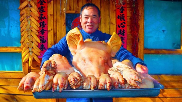 Pork HEAD, FEET, KNUCKLES Feast! Delicious Meat Pressed with Special Tool! | Uncle Rural Gourmet