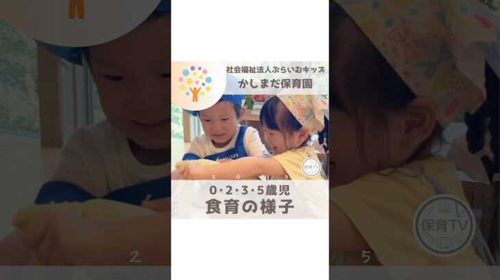 【食育】かしまだ保育園の食育の様子をご紹介🫑🌽🥕#保育tv #ぷらいむキッズ #かしまだ保育園 #食育 #0歳児 #2歳児 #3歳児 #5歳児